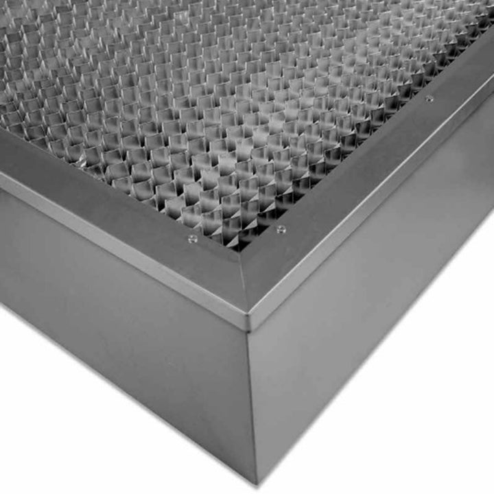 AccuraFil AShrae cell air filter with deep pleated microglass fiber media and a metal frame, designed for particulate filtration in commercial and industrial facilities like data centers, hospitals and cleanrooms.